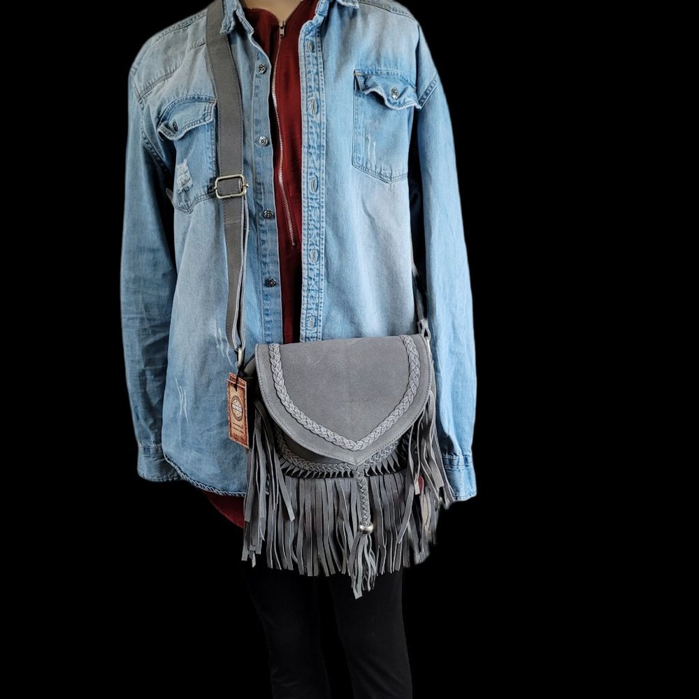 Genuine cowhide Western Cowgirl Style Cross Body Messenger Bag.